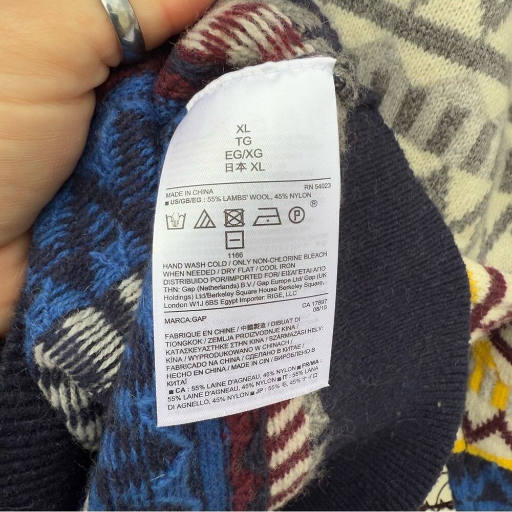 Gap Zig Zag Crewneck Patterned Multicolor Lambswo… - image 4